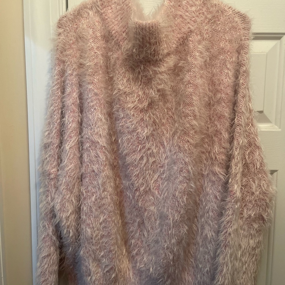 Express Soft Pink Fuzzy Turtleneck Sweater